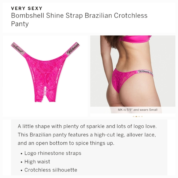 Victoria's secret shine strap bombshell Brazilian crotchless panty - Picture 1 of 8